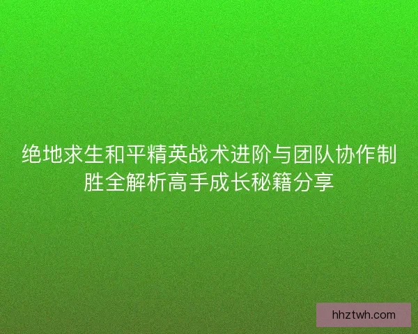 绝地求生和平精英战术进阶与团队协作制胜全解析高手成长秘籍分享